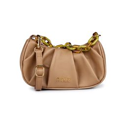 Bolsa Pequena Orcade Drapeada Alça Bambu Ocre - OC... - ORCADE