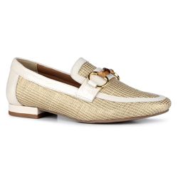 Mocassim Loafer Orcade Ráfia e Couro Osso - 74104 ... - ORCADE