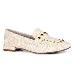 Mocassim Loafer Rebecca Orcade Studs Snake Osso - ... - ORCADE