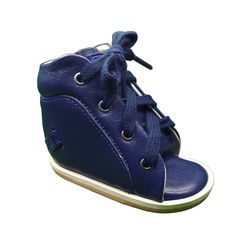 Dennis Brown sapatilha em couro azul marinho com b... - Orthocalce Baby & Kids
