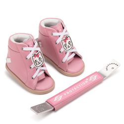 Dennis Brown Gatinha Rosa sapatilha em couro com b... - Orthocalce Baby & Kids