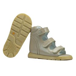 Sandália Neurofuncional cano alto 3 velcros em cou... - Orthocalce Baby & Kids