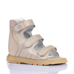 Sandália cano alto 3 velcros em couro Bege - SD301... - Orthocalce Baby & Kids