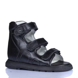 Sandália cano alto 3 velcros em couro preto - SD30... - Orthocalce Baby & Kids