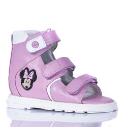 Sandália minnie cano alto 3 velcros em couro rosa ... - Orthocalce Baby & Kids