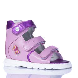 Sandália cano alto 3 velcros em couro rosa bebê e ... - Orthocalce Baby & Kids
