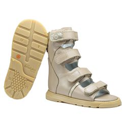 Sandália Neurofuncional cano alto 4 velcros em cou... - Orthocalce Baby & Kids