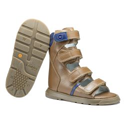 Sandália Neurofuncional cano alto 4 velcros em cou... - Orthocalce Baby & Kids