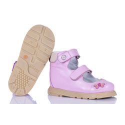 Sapatilha cano alto 2 velcros em couro rosa bebê b... - Orthocalce Baby & Kids