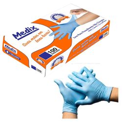 Medix - Luva Nitrilica s/ Pó Azul Caixa c/ 100un - Ortopedia São Lucas | Produtos médicos e ortopédicos