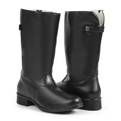 Bota de Inverno, Frio e Neve - Couro Legítimo, Com Lã E Impermeável - Montreal Preta - OSLO INVERNO | Botas forradas de inverno