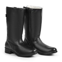 Bota de Inverno, Frio e Neve - Couro Legítimo, Com Lã E Impermeável - Montreal Preta - OSLO INVERNO | Botas forradas de inverno