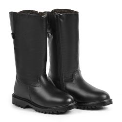 Bota de Inverno e Frio Intenso - Couro Legítimo, Lã E Impermeável a Neve - Munique Preta - OSLO INVERNO | Botas forradas de inverno