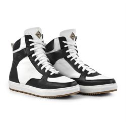 Tênis Branco e Preto Masculino, Couro e Lã, Impermeável para Frio e Neve - Toronto - OSLO INVERNO | Botas forradas de inverno