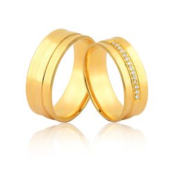 Aliança de Noivado e Casamento em Ouro 18k com Dia... - Ouro Vale Joias