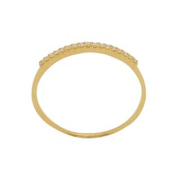 Anel Meia Aliança em Ouro 18K com Zircônias - OV/A... - Ouro Vale Joias