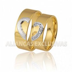 Aliança Coração em Ouro 18k com Diamantes - OV/366... - Ouro Vale Joias