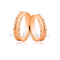 Aliança Diamantada Rose em Ouro 18k - OV/1166R - Ouro Vale Joias