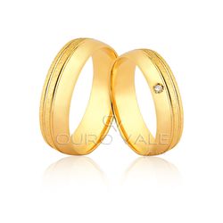 Alianças Anatômica com Diamante em Ouro 18k - OV/... - Ouro Vale Joias