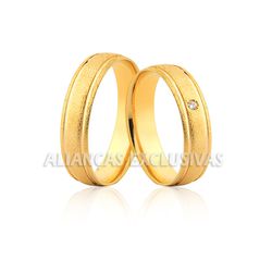 Alianças de Casamento Diamantadas em Ouro 18k - OV... - Ouro Vale Joias