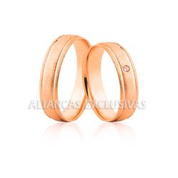 Aliança Rose Diamantada em Ouro 18k - OV/1170R - Ouro Vale Joias