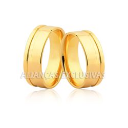 Aliança com Canaleta em Ouro 18k Grossa - OV/68 - Ouro Vale Joias