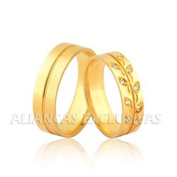 Aliança Personalizada de Ouro 18K com Diamantes - ... - Ouro Vale Joias