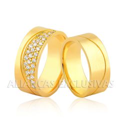 Aliança com Diamantes em Ouro 18k Grossa e Anatômi... - Ouro Vale Joias