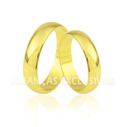 Par de Alianças Tradicional em Ouro Amarelo 18k -... - Ouro Vale Joias
