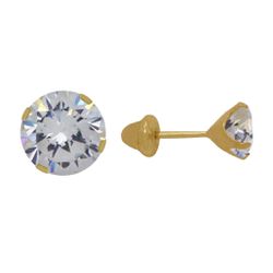 Brinco Solitário Zircônia 4,0 mm Ouro 18k - OV/BR... - Ouro Vale Joias