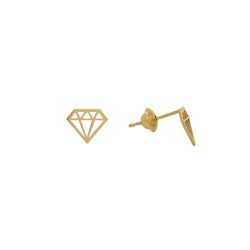 Brinco em Formato de Diamante | Ouro 18K - OV/BR15... - Ouro Vale Joias