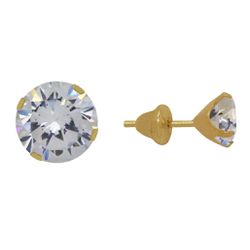 Brinco Solitário Zircônia em Ouro 18K - 5mm - OV/B... - Ouro Vale Joias