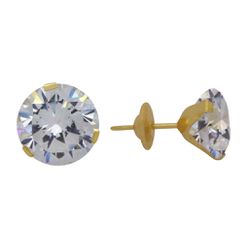 Brinco Ponto de Luz | Zircônia 7mm | em Ouro 18K -... - Ouro Vale Joias