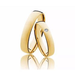 Aliança Diamante em Ouro 18k Meia Cana - OV/35 - Ouro Vale Joias