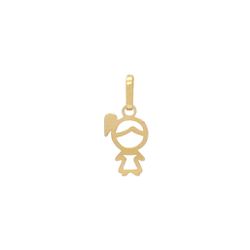 Pingente Vazado de Menina em Ouro 18k - OV/P7222-2 - Ouro Vale Joias