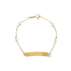 Pulseira Infantil Pérola em Ouro 18K - 15cm - OV/P... - Ouro Vale Joias