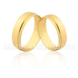Aliança Reta com Friso em Ouro 18k - OV/1847 - Ouro Vale Joias