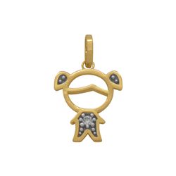 Pingente Menina com Zircônia em Ouro 18k - OV/P798... - Ouro Vale Joias