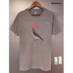 T-SHIRT ESTAMPA PASSARO CINZA - Jma6 - OUTLETDAPESTE