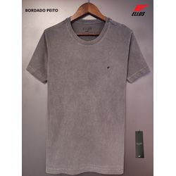 T-SHIRT BÁSICA CINZA DETALHES BORDADO - Jma4 - OUTLETDAPESTE