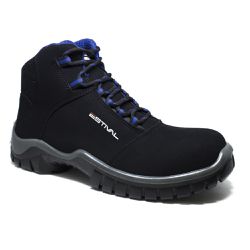 Bota de Segurança em Microfibra - Preto e Azul - Estival - EN10071S2 - CA 44558 - Outlet do Marceneiro