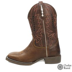 Bota Texana Masculina De Couro Legítimo Marrom Bor... - OUTLETRURAL