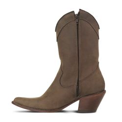 Bota Feminina Bico Fino Cano Curto Crazy Horse Caf... - OUTLETRURAL