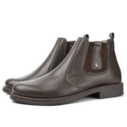 Bota Botina Masculina Oxy Shoes Solado Costurado Em Couro Legitimo