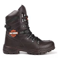 BOTA HARLEY COTURNO STOP BOOTS EM COURO LEGITIMO CAFÉ - OXY SPORT