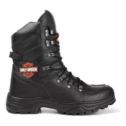 BOTA HARLEY COTURNO STOP BOOTS EM COURO LEGITIMO PRETA - OXY SPORT