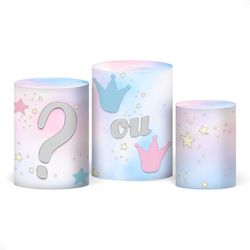 Trio Capas de Cilindros - Chá Revelação Infantil - PAINEL E CORES