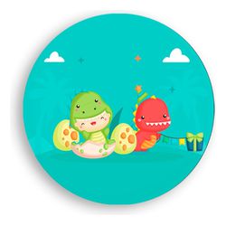 Painel Redondo 50x50 - Dinossauro - PAINEL E CORES
