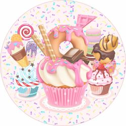 Painel Redondo 50x50 - Doces Confeitaria - PAINEL E CORES