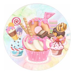 Painel Redondo 50x50 - Doces Confeitaria - PAINEL E CORES